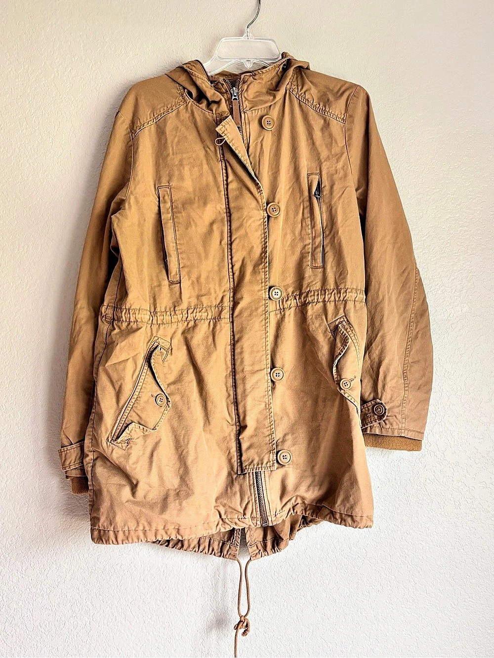 Gap Hooded Utility Long 100% cotton Jacket Tan Women’s Large